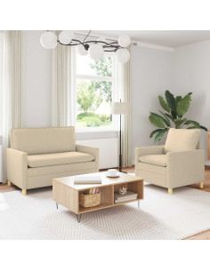 Set di divani 2 pz Crema Tessuto