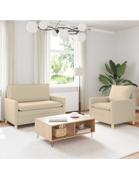 Set di divani 2 pz Crema Tessuto