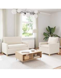 Set di divani 2 pz Crema Tessuto