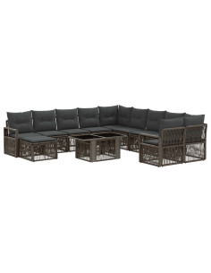 Set Divano da Giardino 12 pz Grigio e Grigio Scuro polyrattan 2