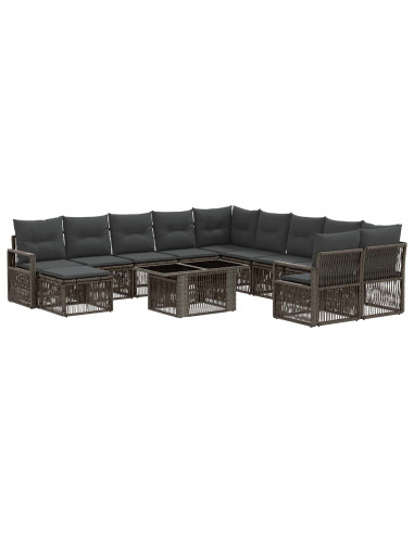 Set Divano da Giardino 12 pz Grigio e Grigio Scuro polyrattan
