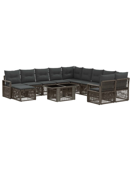 Set Divano da Giardino 12 pz Grigio e Grigio Scuro polyrattan