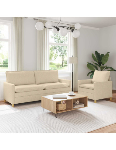 Set di divani 2 pz Crema Tessuto
