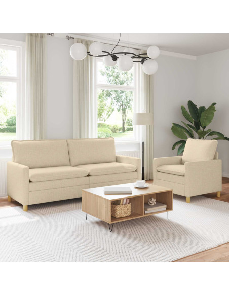Set di divani 2 pz Crema Tessuto