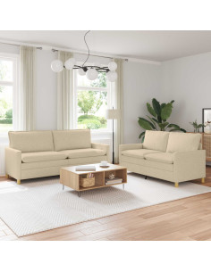 Set di divani 2 pz Crema Tessuto