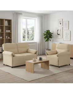 Set di divani 2 pz Crema Tessuto
