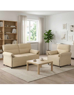 Set di divani 2 pz Crema Tessuto