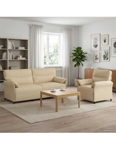 Set di divani 2 pz Crema Tessuto