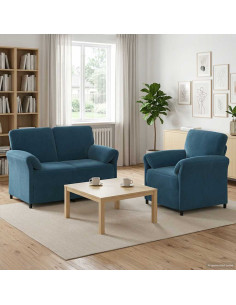 Set di divani 2 pz Blu Velluto