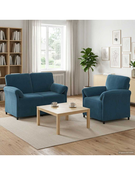 Set di divani 2 pz Blu Velluto