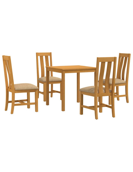Set da pranzo 5 pz Beige Legno di Quercia Massello