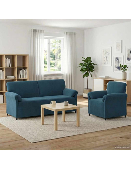 Set di divani 2 pz Blu Velluto