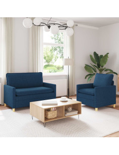 Set di divani 2 pz Blu Tessuto