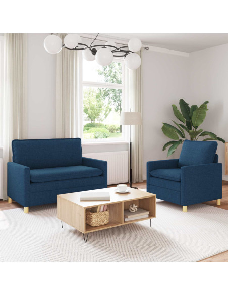 Set di divani 2 pz Blu Tessuto