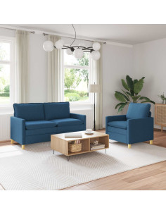 Set di divani 2 pz Blu Tessuto