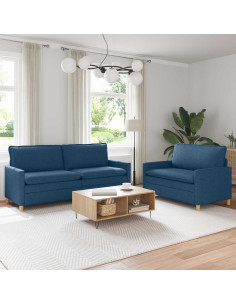 Set di divani 2 pz Blu Tessuto