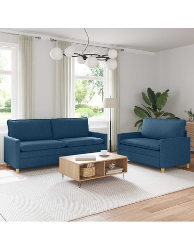 Set di divani 2 pz Blu Tessuto