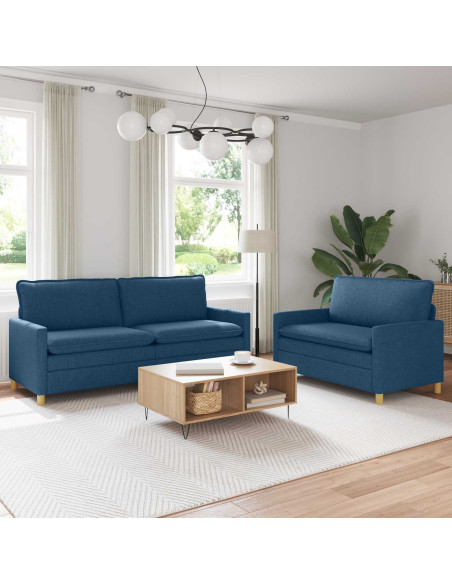 Set di divani 2 pz Blu Tessuto