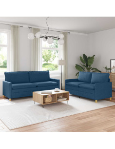 Set di divani 2 pz Blu Tessuto