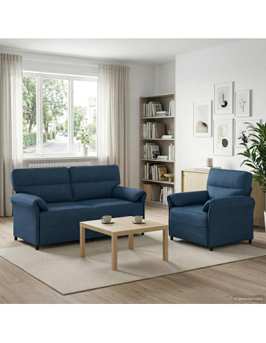 Set di divani 2 pz Blu Tessuto