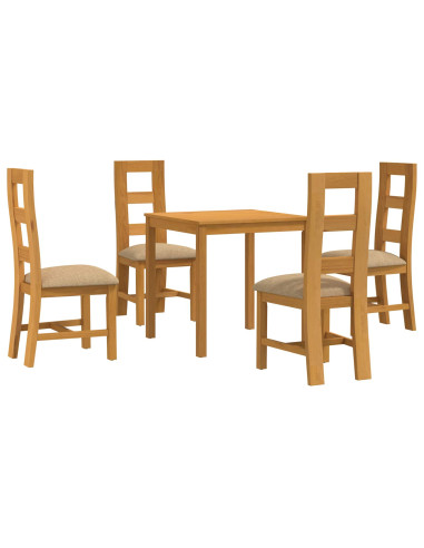 Set da pranzo 5 pz Beige Legno di Quercia Massello