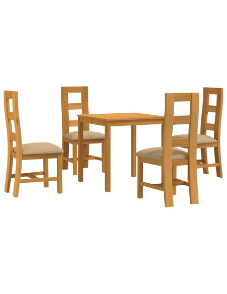 Set da pranzo 5 pz Beige Legno di Quercia Massello