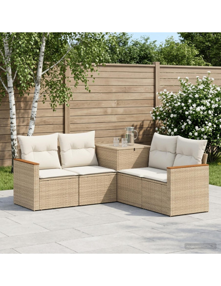 Set di divani 5 pz Beige e Bianco Crema