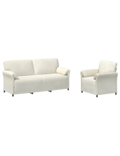 Set di divani 2 pz Crema Velluto 2