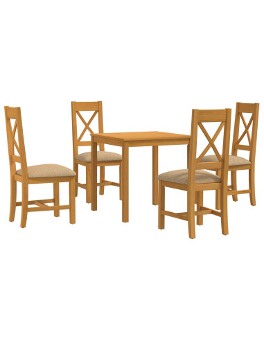 Set da pranzo 5 pz Beige Legno di Quercia Massello