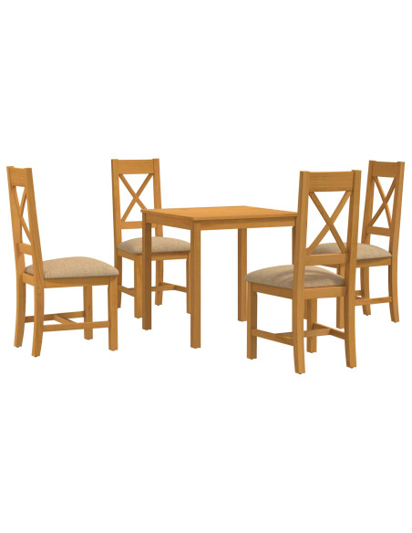 Set da pranzo 5 pz Beige Legno di Quercia Massello