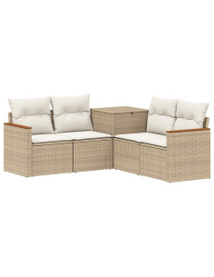 Set di divani 5 pz Beige e Bianco Crema 2