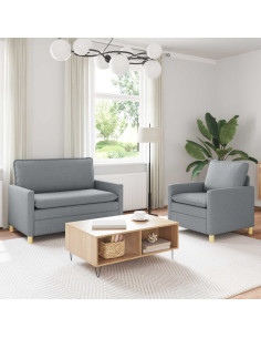 Set di divani 2 pz Grigio chiaro Tessuto
