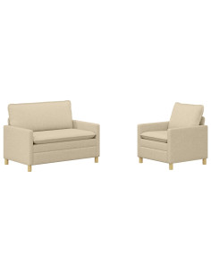 Set di divani 2 pz Crema Tessuto 2