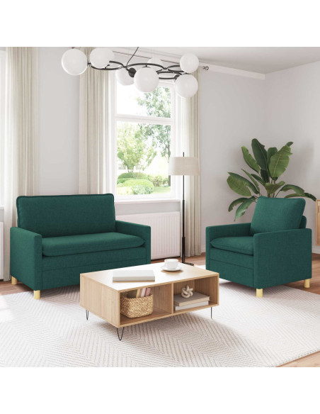 Set di divani 2 pz Verde Scuro Tessuto