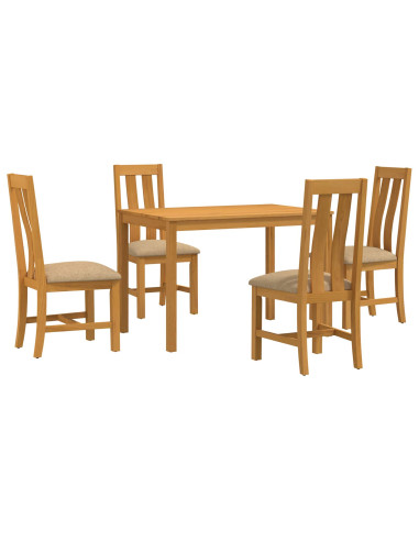 Set da pranzo 5 pz Beige Legno di Quercia Massello