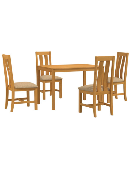 Set da pranzo 5 pz Beige Legno di Quercia Massello