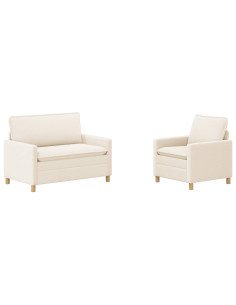 Set di divani 2 pz Crema Tessuto 2