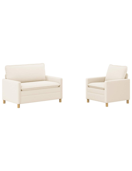 Set di divani 2 pz Crema Tessuto