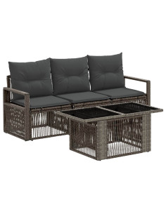 Set Divano da Giardino 4 pz Grigio e Grigio Scuro polyrattan 2