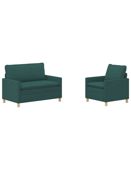 Set di divani 2 pz Verde Scuro Tessuto