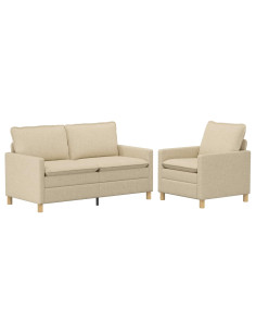 Set di divani 2 pz Crema Tessuto 2