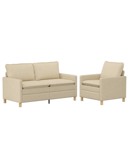 Set di divani 2 pz Crema Tessuto