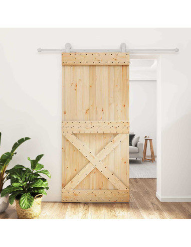 Porta scorrevole Naturale e Bianco 95 x 210 cm