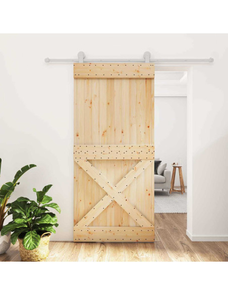 Porta scorrevole Naturale e Bianco 95 x 210 cm