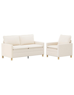 Set di divani 2 pz Crema Tessuto 2