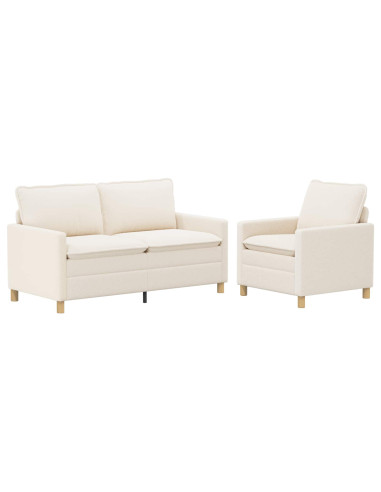 Set di divani 2 pz Crema Tessuto