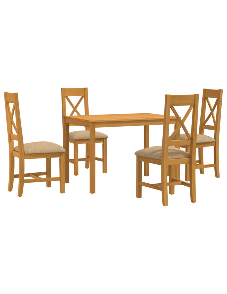 Set da pranzo 5 pz Beige Legno di Quercia Massello