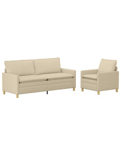 Set di divani 2 pz Crema Tessuto 2