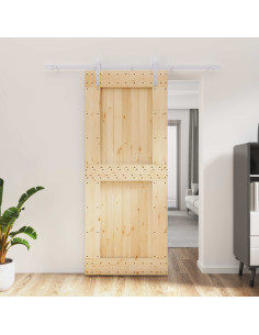 Porta scorrevole Naturale e Bianco 85 x 210 cm