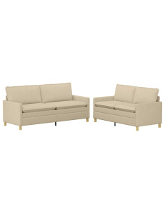 Set di divani 2 pz Crema Tessuto 2